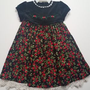 Rebecca Raggs Black Velvet Floral Dress and Hat